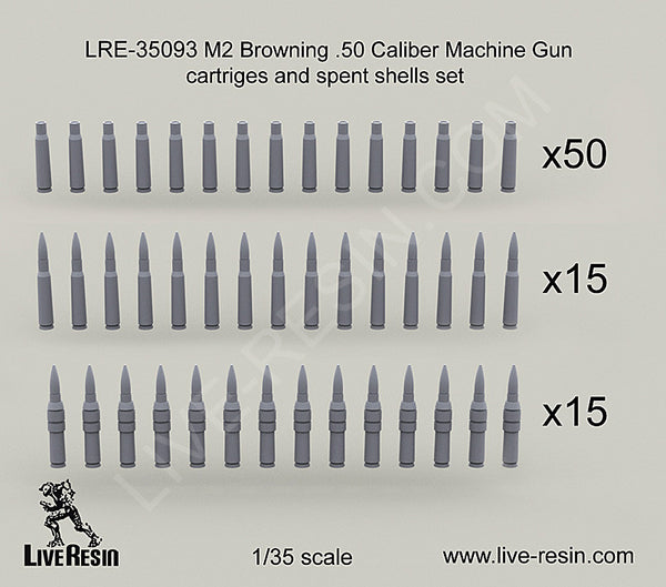 LRE35093 M2 Browning .50 Caliber Machine Gun cartriges and spent shells set