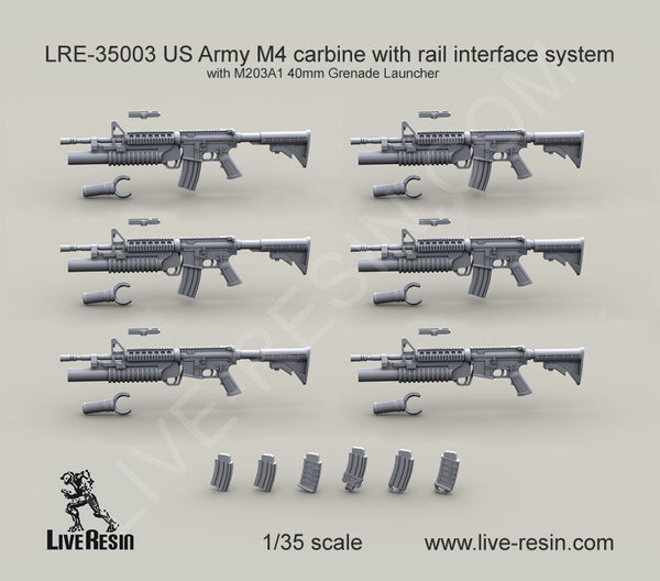 US Army M4 Carbine With M203A1 Grenade Launcher and Rail System