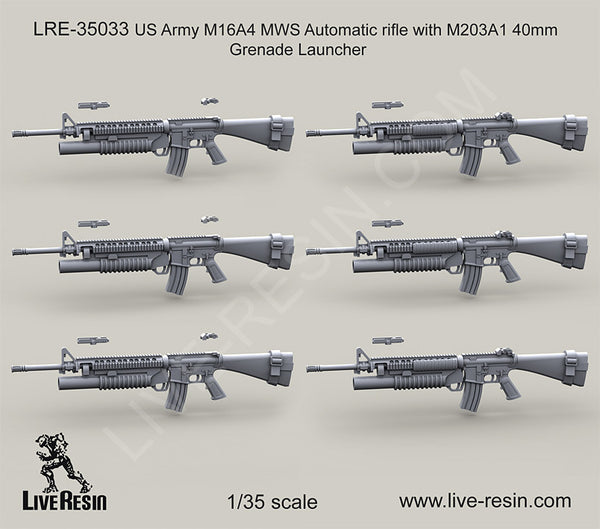 US Army M16A4 MWS Automatic rifle with M203A1 40mm Grenade Launcher
