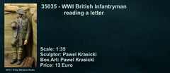WWI British Infantryman reading a letter