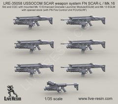 SCAR weapon system FN SCAR-L / Mk.16 Std and CQC with mounted Mk 13 Enhanced Grenade Launcher Module(EGLM)